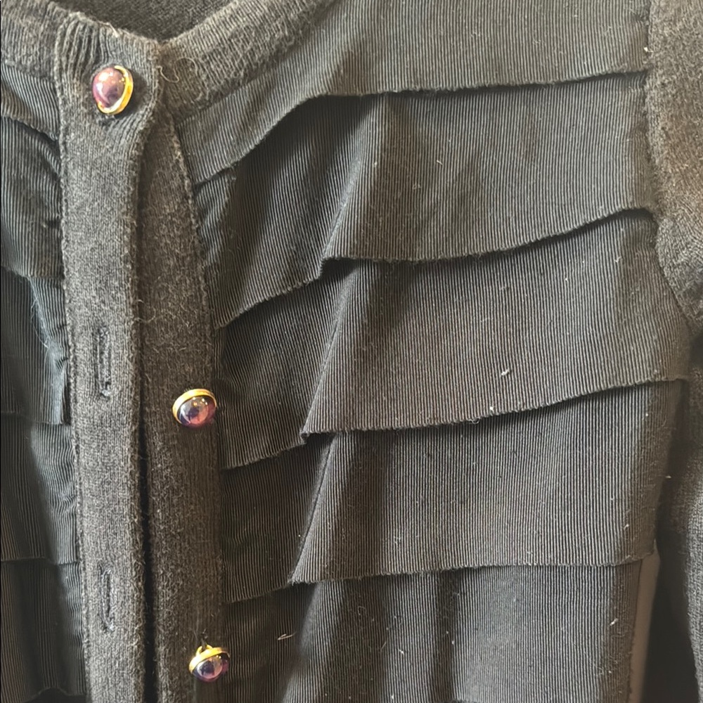Michael Kors Black Ruffled Cardigan XS - Picture 4 of 5